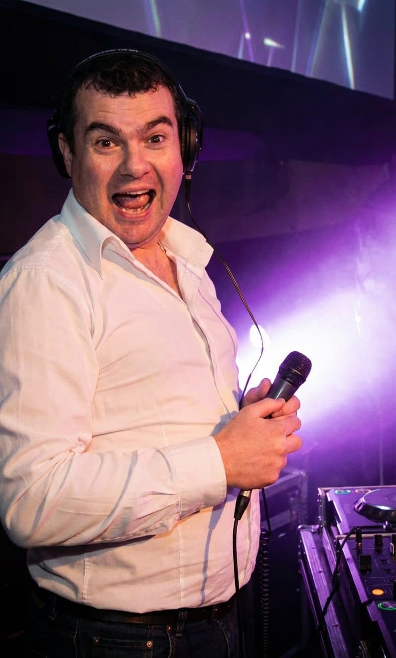 Alan Geraghty on the microphone as wedding MC